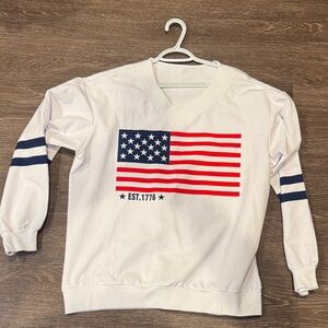 White Sweatshirt with American Flag Graphic